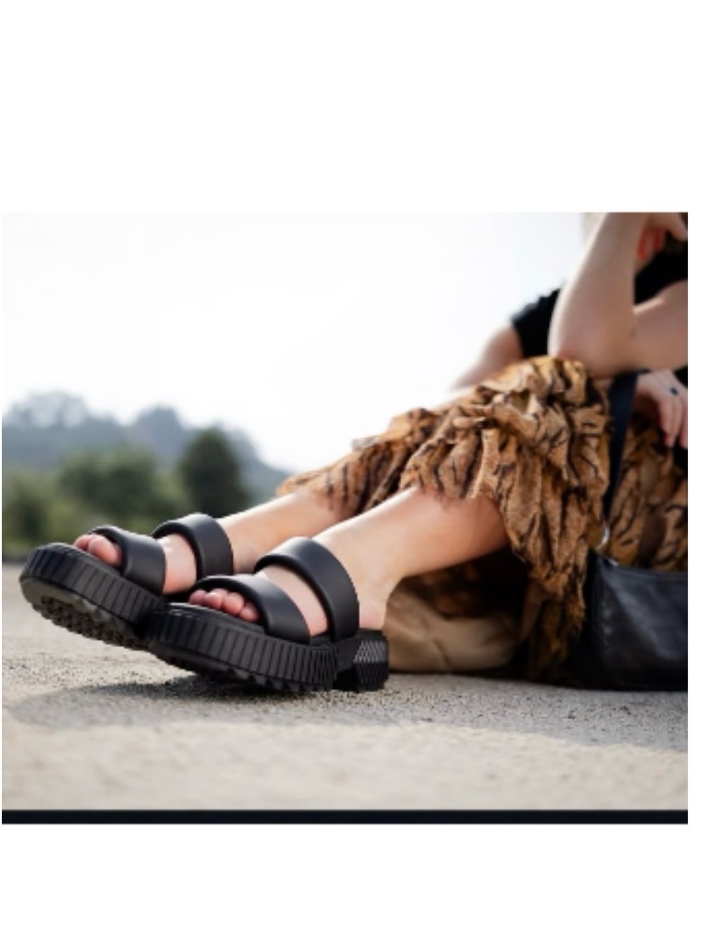 Sorel Black Chunky Strap Platform Sandals